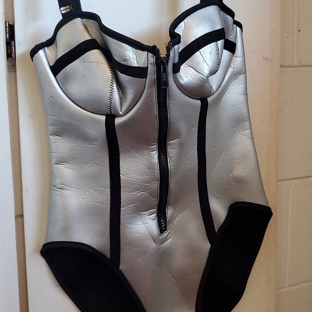 Silver and black bodysuit